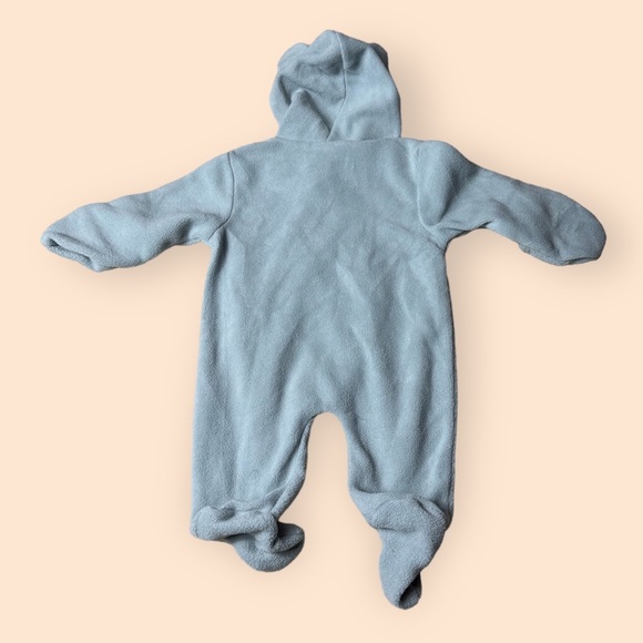 Disney Baby Winnie The Pooh Blocks And Airplane Grey Fleece Zip Up Footie w/Hood - Picture 2 of 7